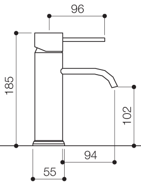 Mono Basin Mixer Tap With Pop-Up Waste (Chrome). technical image