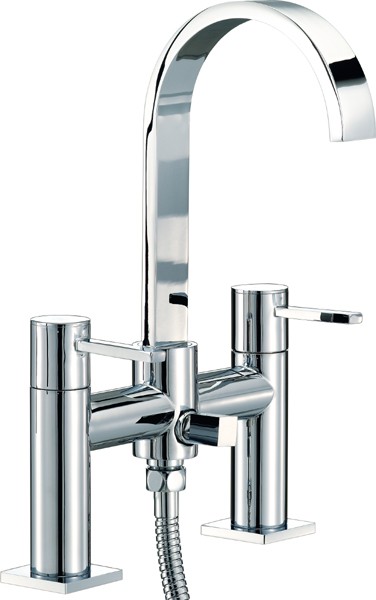 Bath Shower Mixer Tap With Shower Kit (High Spout). technical image