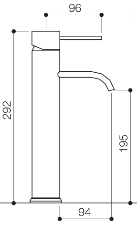 Basin Mixer Tap, Freestanding, 292mm High (Chrome). technical image