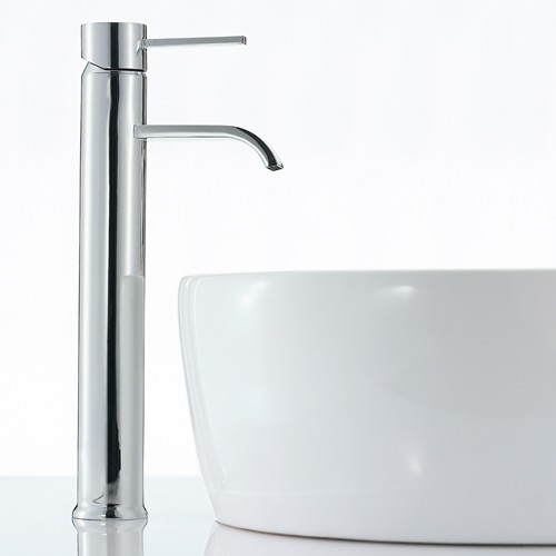 Basin Mixer Tap, Freestanding, 352mm High (Chrome). technical image