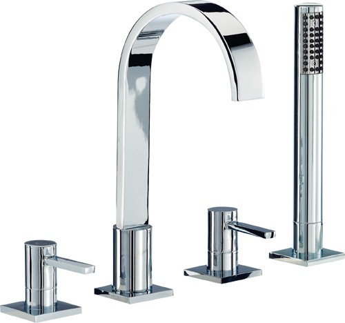 Additional image for 4 Tap Hole Bath Shower Mixer Tap With Shower Kit (Chrome).