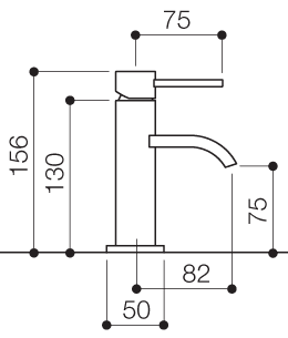 Cloakroom Mono Basin Mixer Tap (156mm High, Chrome). technical image