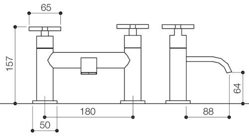 Bath Filler Tap (Chrome). technical image