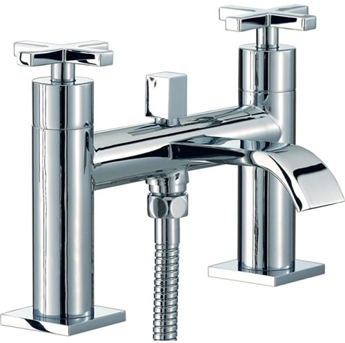 Bath Shower Mixer Tap With Shower Kit (Chrome). technical image