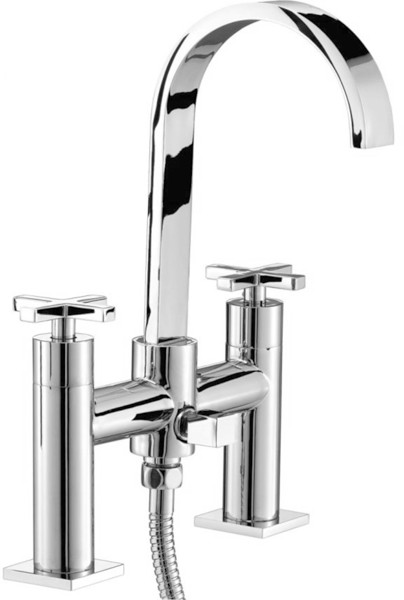 Bath Shower Mixer Tap With Shower Kit (High Spout). technical image