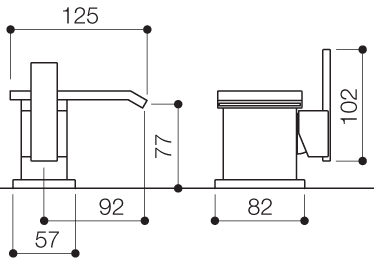 Mono Basin Mixer Tap With Click-Clack Waste (Chrome). technical image