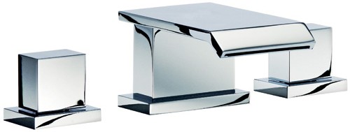 3 Tap Hole Basin Mixer Tap With Click-Clack Waste (Chrome). technical image