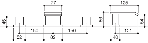 3 Tap Hole Basin Mixer Tap With Click-Clack Waste (Chrome). technical image