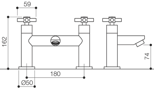 Bath Filler Tap (Chrome). technical image
