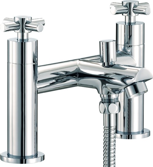 Bath Shower Mixer Tap With Shower Kit (Chrome). technical image