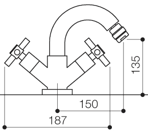 Mono Bidet Mixer Tap With Pop-Up Waste (Chrome). technical image
