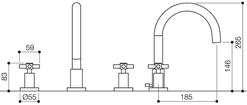 4 Tap Hole Bath Shower Mixer Tap With Shower Kit (Chrome). technical image
