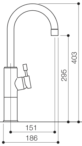 Series High Rise Kitchen Mixer Tap With Swivel Spout (Chrome). technical image