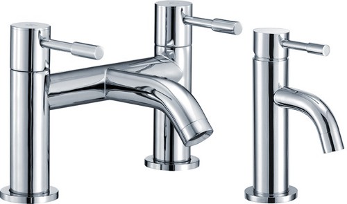 Basin Mixer & Bath Filler Tap Set (Chrome). technical image