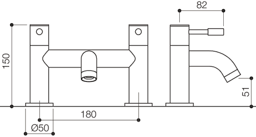 Basin Mixer & Bath Filler Tap Set (Chrome). technical image