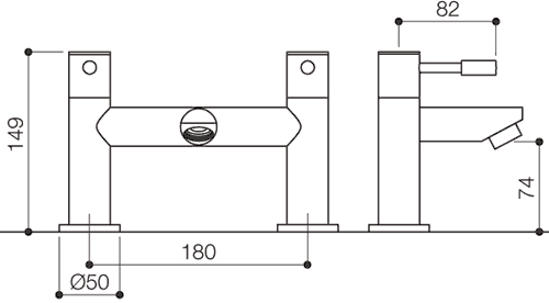 Bath Filler Tap (Chrome). technical image