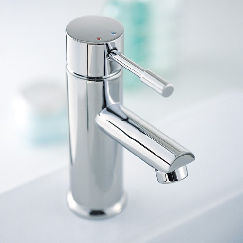 Mono Basin Mixer Tap With Pop Up Waste (Chrome). technical image