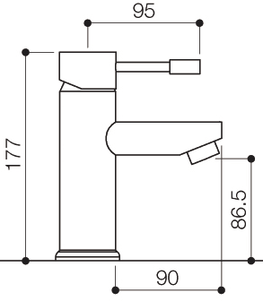 Mono Basin Mixer Tap With Pop Up Waste (Chrome). technical image