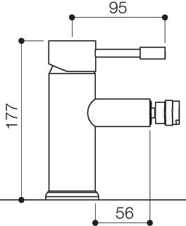 Mono Bidet Mixer Tap With Pop Up Waste (Chrome). technical image