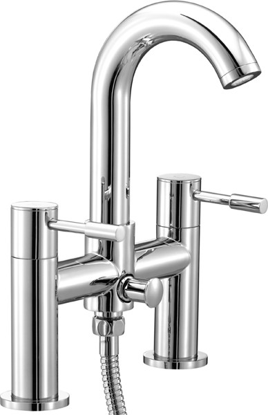 Bath Shower Mixer Tap With Shower Kit (High Spout). technical image
