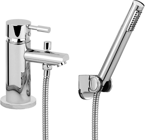 1 Tap Hole Bath Shower Mixer Tap With Shower Kit (Chrome). technical image