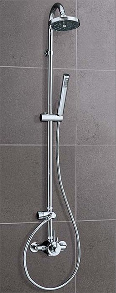 Exposed Thermostatic Shower Set With Valve, Riser & Head. technical image