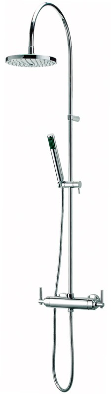 Exposed Thermostatic Shower Set With Valve, Riser & Head. technical image