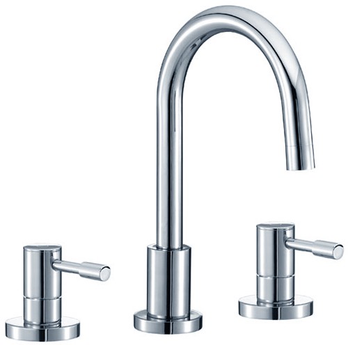 3 Tap Hole Basin Mixer Tap With Pop Up Waste (Chrome). technical image