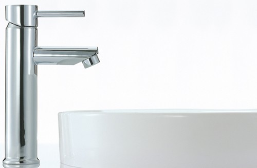 Basin Mixer Tap, Freestanding, 232mm High (Chrome). technical image