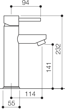 Basin Mixer Tap, Freestanding, 232mm High (Chrome). technical image