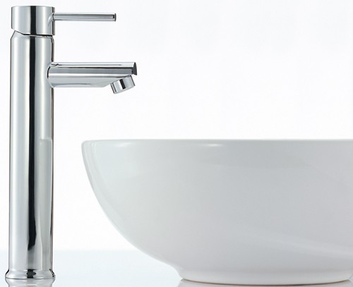 Basin Mixer Tap, Freestanding, 292mm High (Chrome). technical image