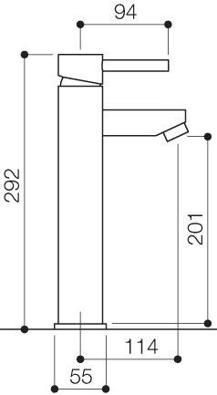 Basin Mixer Tap, Freestanding, 292mm High (Chrome). technical image