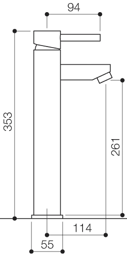 Basin Mixer Tap, Freestanding, 353mm High (Chrome). technical image
