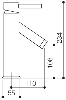 Basin Mixer Tap, Freestanding, 234mm High (Chrome). technical image