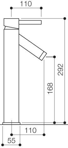 Basin Mixer Tap, Freestanding, 292mm High (Chrome). technical image