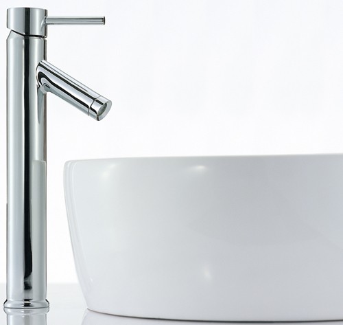Basin Mixer Tap, Freestanding, 353mm High (Chrome). technical image