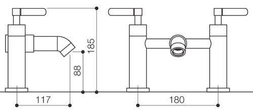 Bath Filler Tap (Chrome). technical image
