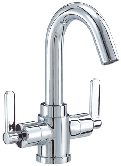 Mono Basin Mixer Tap With Pop-Up Waste (Chrome). technical image