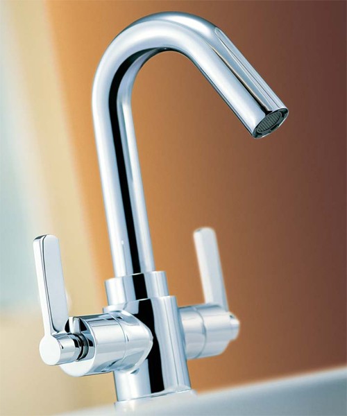 Mono Basin Mixer Tap With Pop-Up Waste (Chrome). technical image