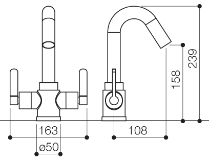 Mono Basin Mixer Tap With Pop-Up Waste (Chrome). technical image