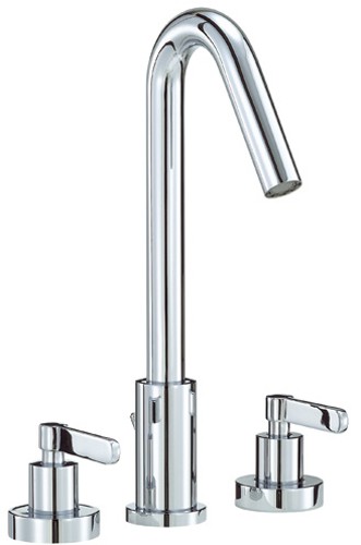 3 Tap Hole Basin Mixer Tap With Pop-Up Waste (Chrome). technical image