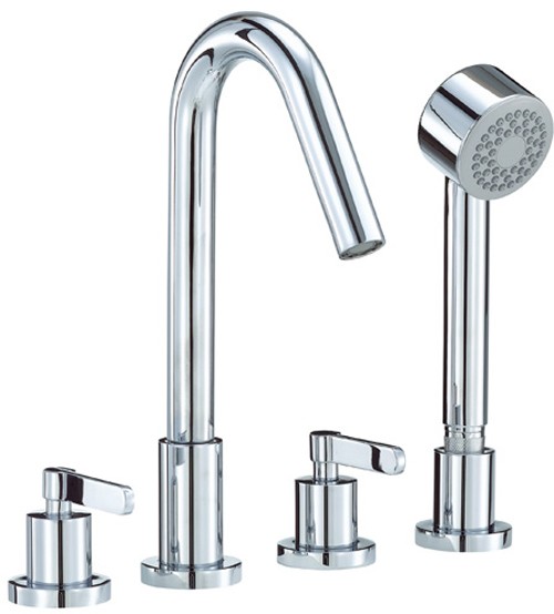Additional image for 4 Tap Hole Bath Shower Mixer Tap With Shower Kit (Chrome).