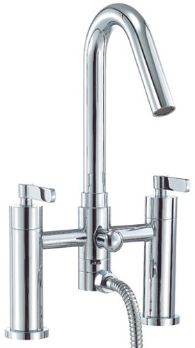 Bath Shower Mixer Tap With Shower Kit (High Spout). technical image