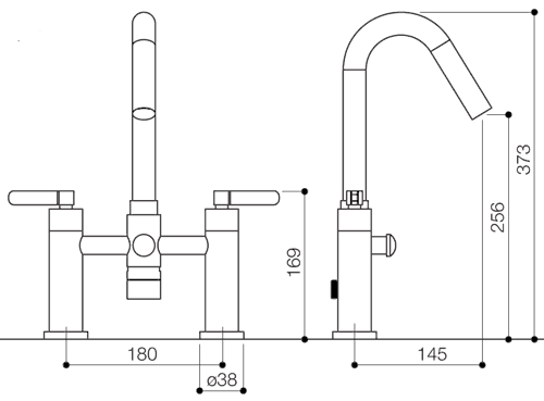 Bath Shower Mixer Tap With Shower Kit (High Spout). technical image
