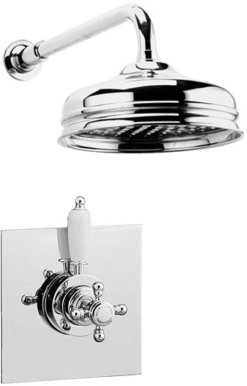 Dual Thermostatic Shower Valve With Fixed Shower Head. technical image