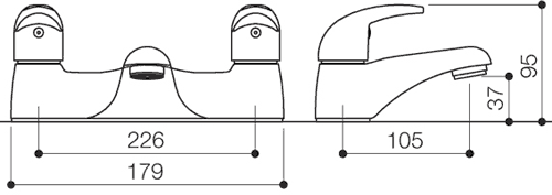 Bath Filler Tap (Chrome). technical image