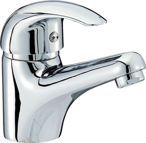 Mono Basin Mixer Tap With Pop Up Waste (Chrome). technical image