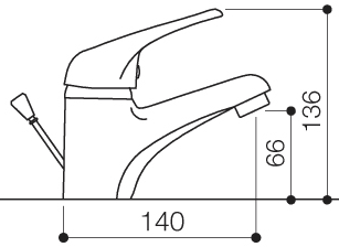 Mono Basin Mixer Tap With Pop Up Waste (Chrome). technical image