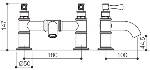 Bath Filler Tap (Chrome). technical image
