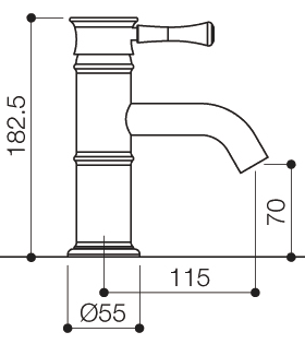 Mono Basin Mixer Tap With Pop-Up Waste (Chrome). technical image